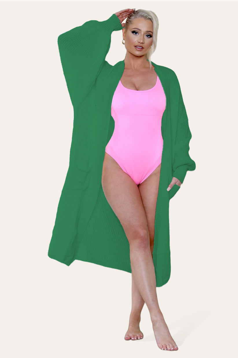 Ladies Balloon Sleeve Cardigan - Lightweight Knit