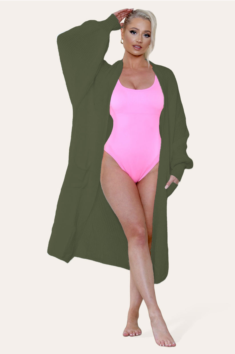 Ladies Balloon Sleeve Cardigan - Lightweight Knit