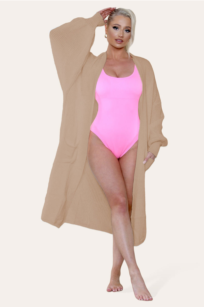 Ladies Balloon Sleeve Cardigan - Lightweight Knit