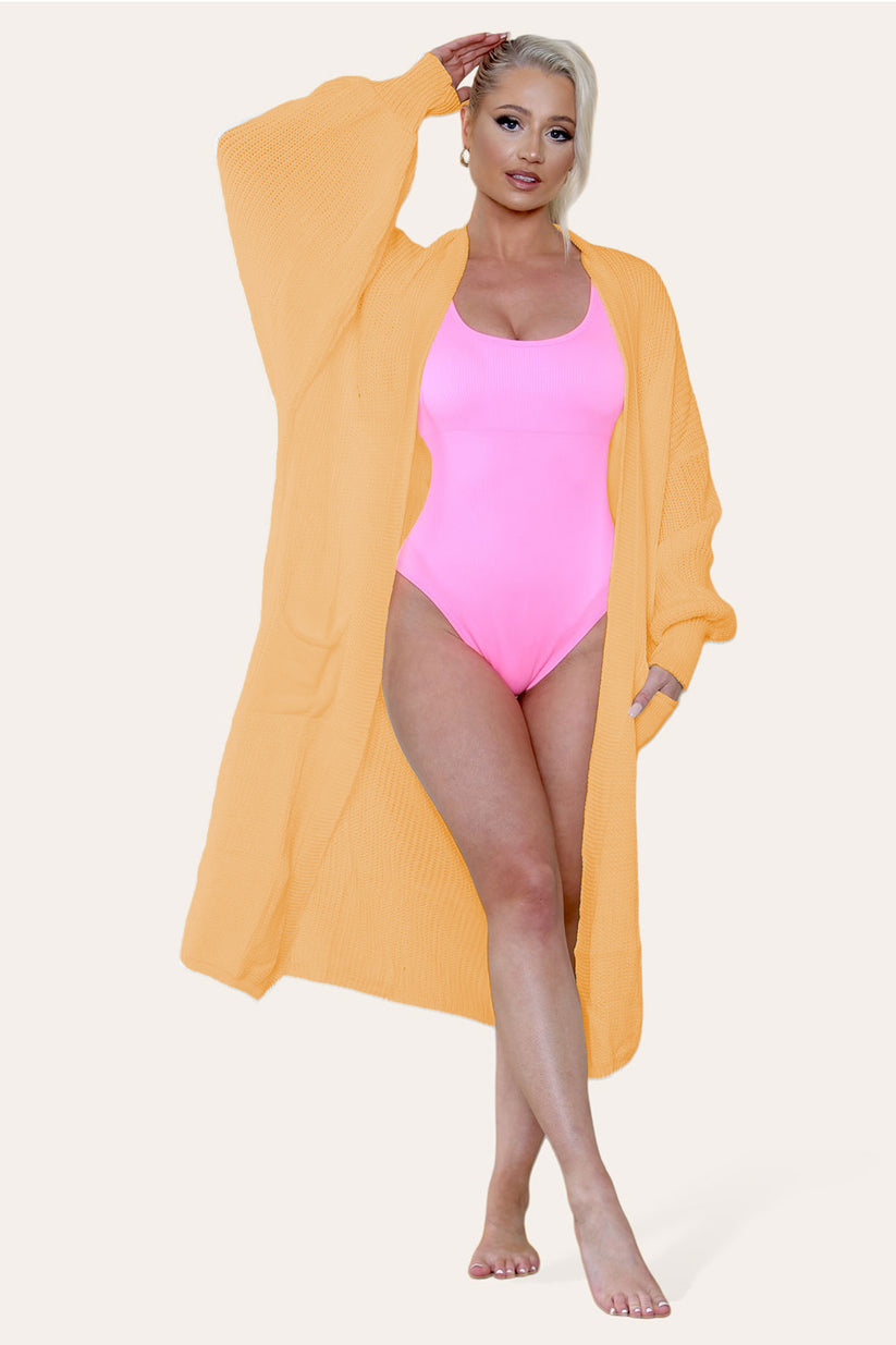 Ladies Balloon Sleeve Cardigan - Lightweight Knit