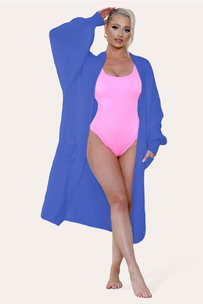 Ladies Balloon Sleeve Cardigan - Lightweight Knit