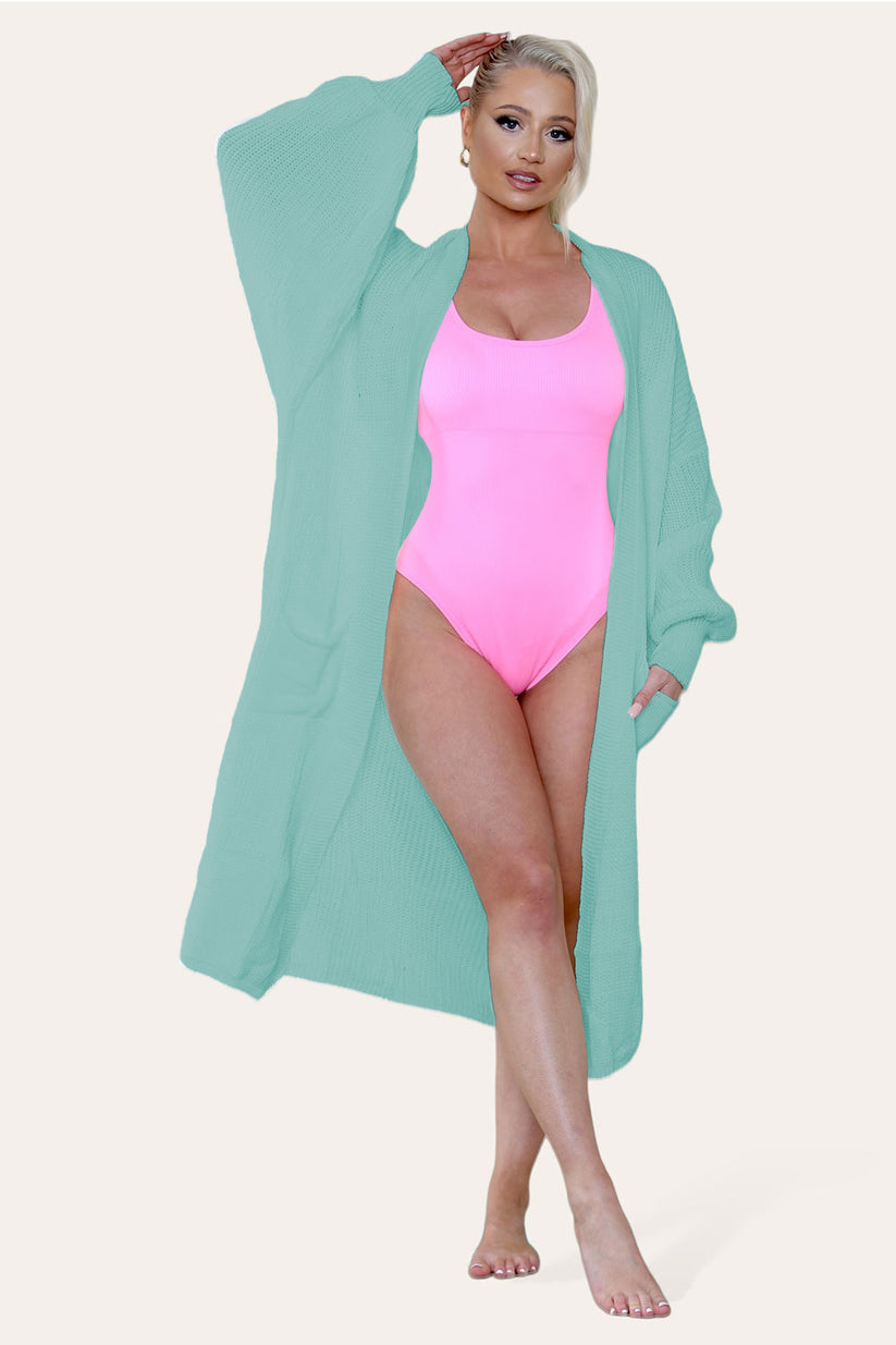 Ladies Balloon Sleeve Cardigan - Lightweight Knit