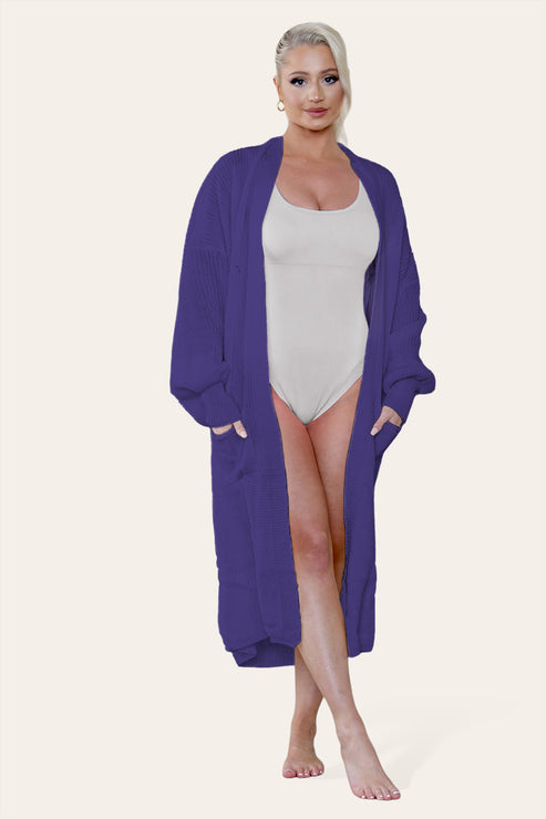 Ladies Balloon Sleeve Cardigan - Lightweight Knit