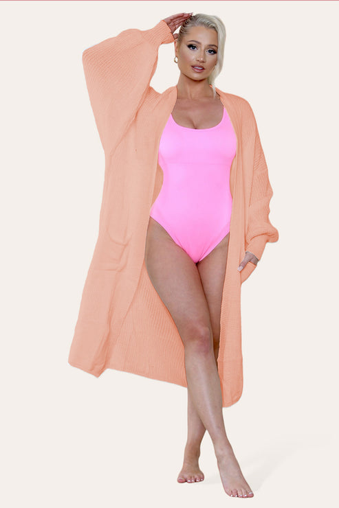 Ladies Balloon Sleeve Cardigan - Lightweight Knit