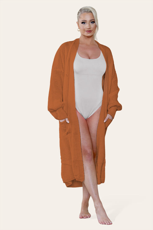 Ladies Balloon Sleeve Cardigan - Lightweight Knit