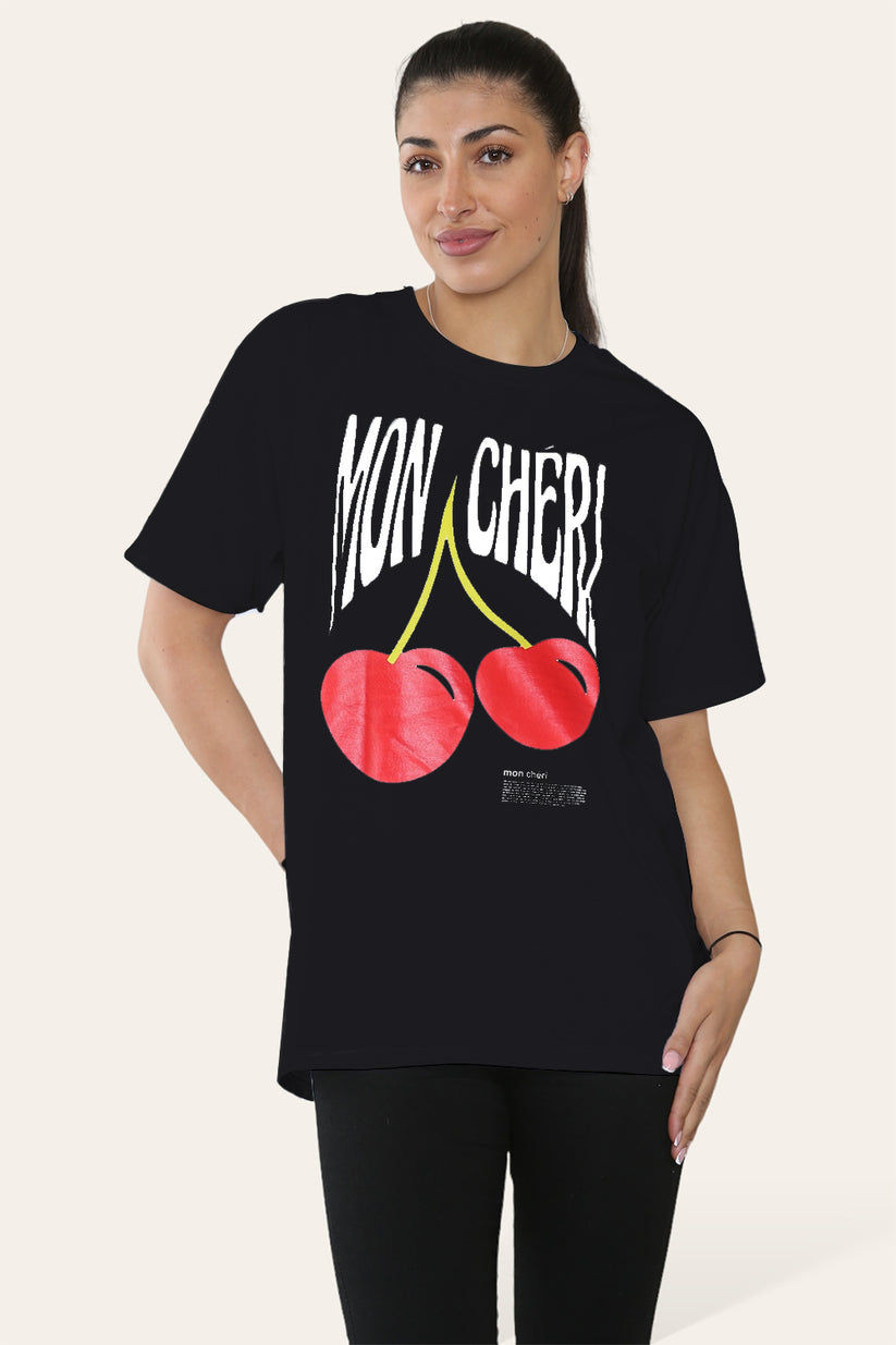 Ladies 'Mon Cheri' Printed T-Shirt - Short Sleeve Graphic Tee