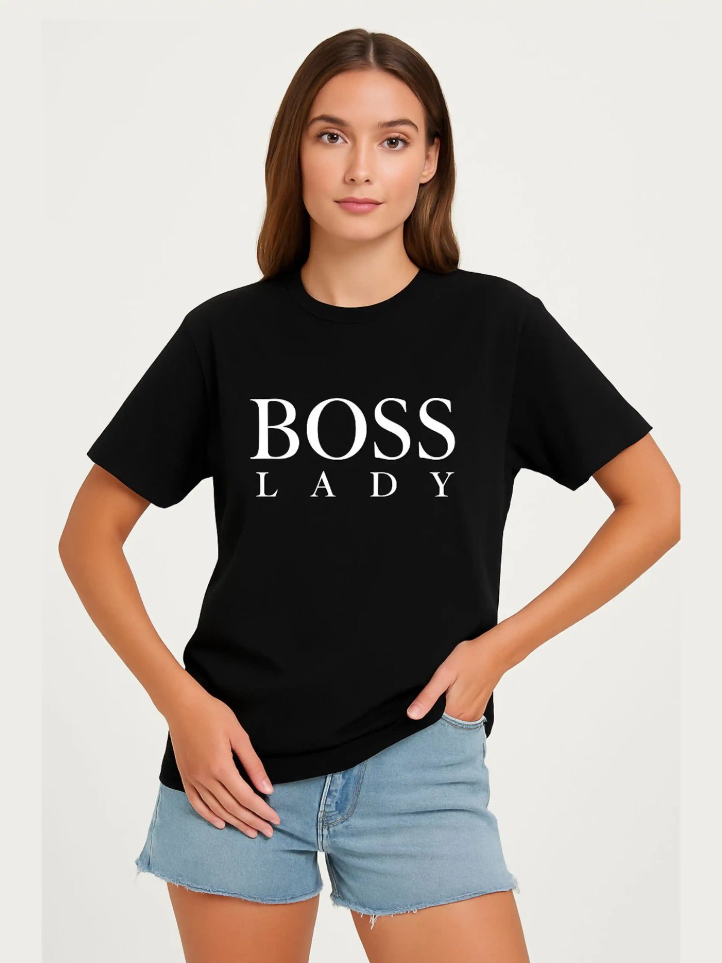 Ladies Oversized 'Boss Lady' T-Shirt - Cotton Slogan Tee