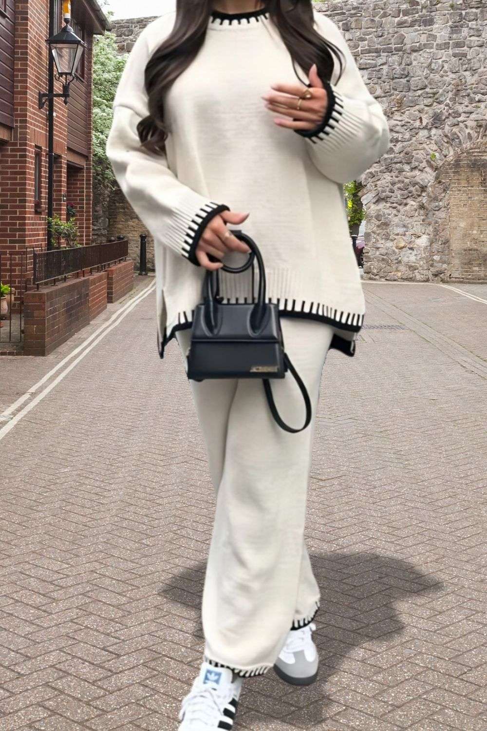 Ladies 2-Piece Knitted Lounge Co-Ord Set - Stitched Detail Comfort Set