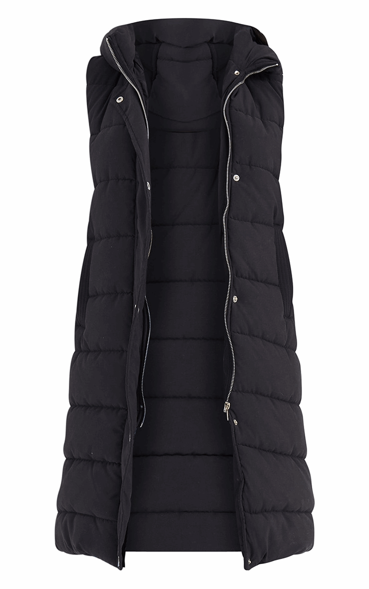 Ladies Long Hooded Puffer Gilet - Padded Sleeveless Bodywarmer