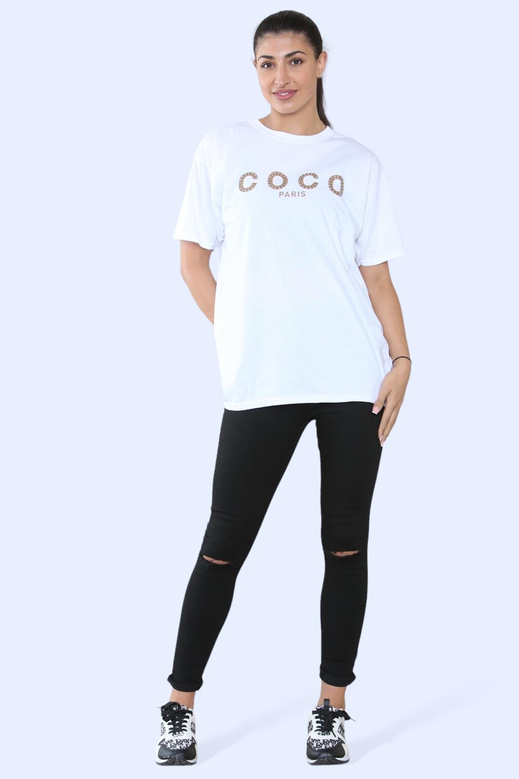 Ladies 'Coco Paris' Printed T-Shirt - Short Sleeve Graphic Tee