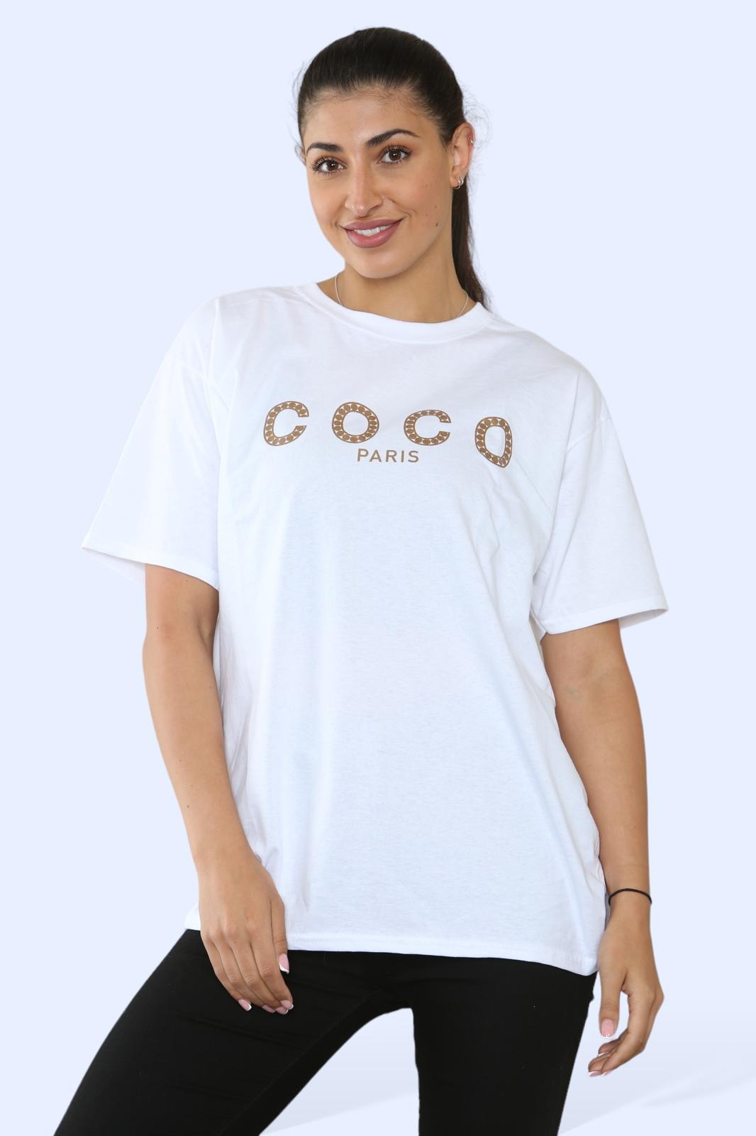 Ladies 'Coco Paris' Printed T-Shirt - Short Sleeve Graphic Tee