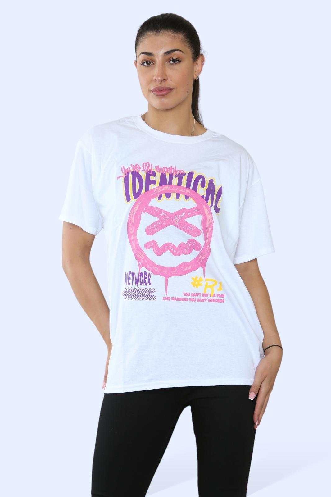 Ladies 'Identical' Printed T-Shirt - Short Sleeve Graphic Tee