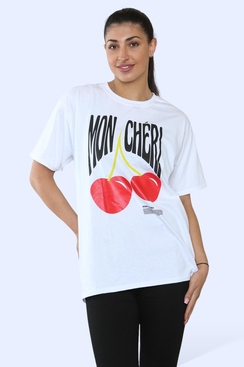 Ladies 'Mon Cheri' Printed T-Shirt - Short Sleeve Graphic Tee