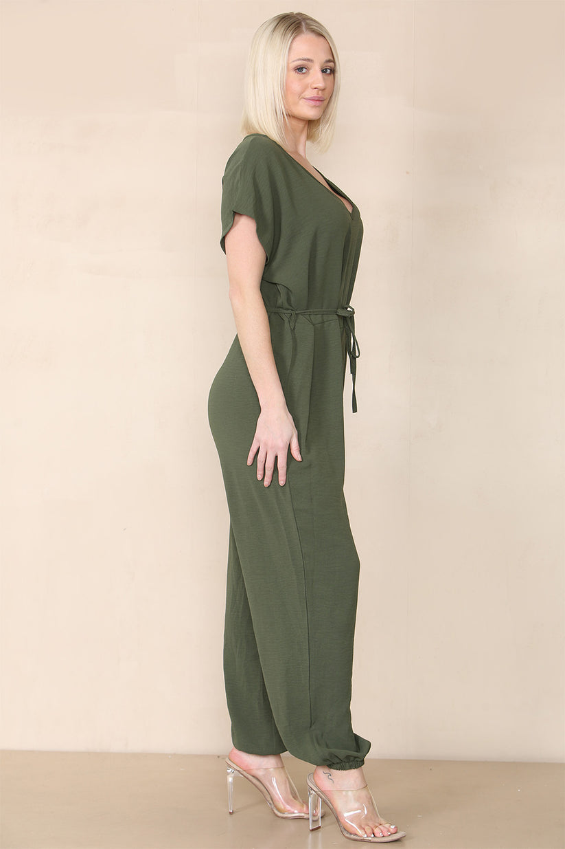 Ladies Tie Waist Harem Jumpsuit - Stylish Relaxed Fit