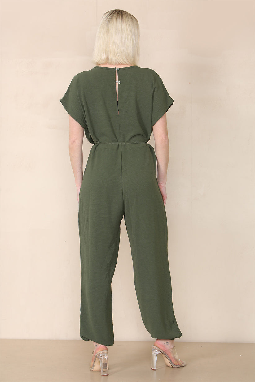 Ladies Tie Waist Harem Jumpsuit - Stylish Relaxed Fit