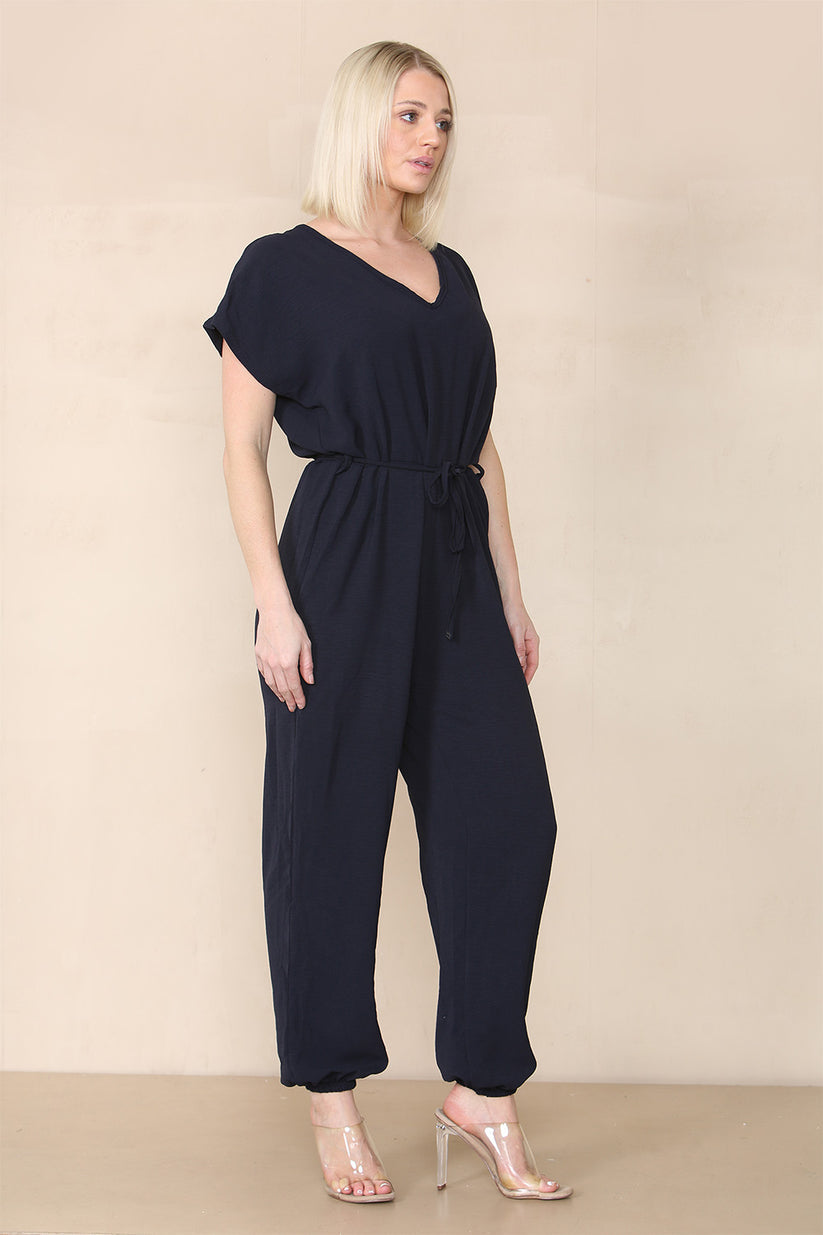 Ladies Tie Waist Harem Jumpsuit - Stylish Relaxed Fit