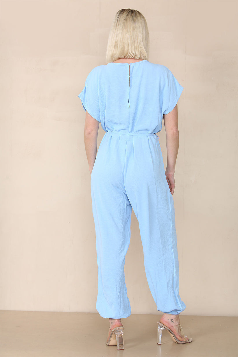 Ladies Tie Waist Harem Jumpsuit - Stylish Relaxed Fit