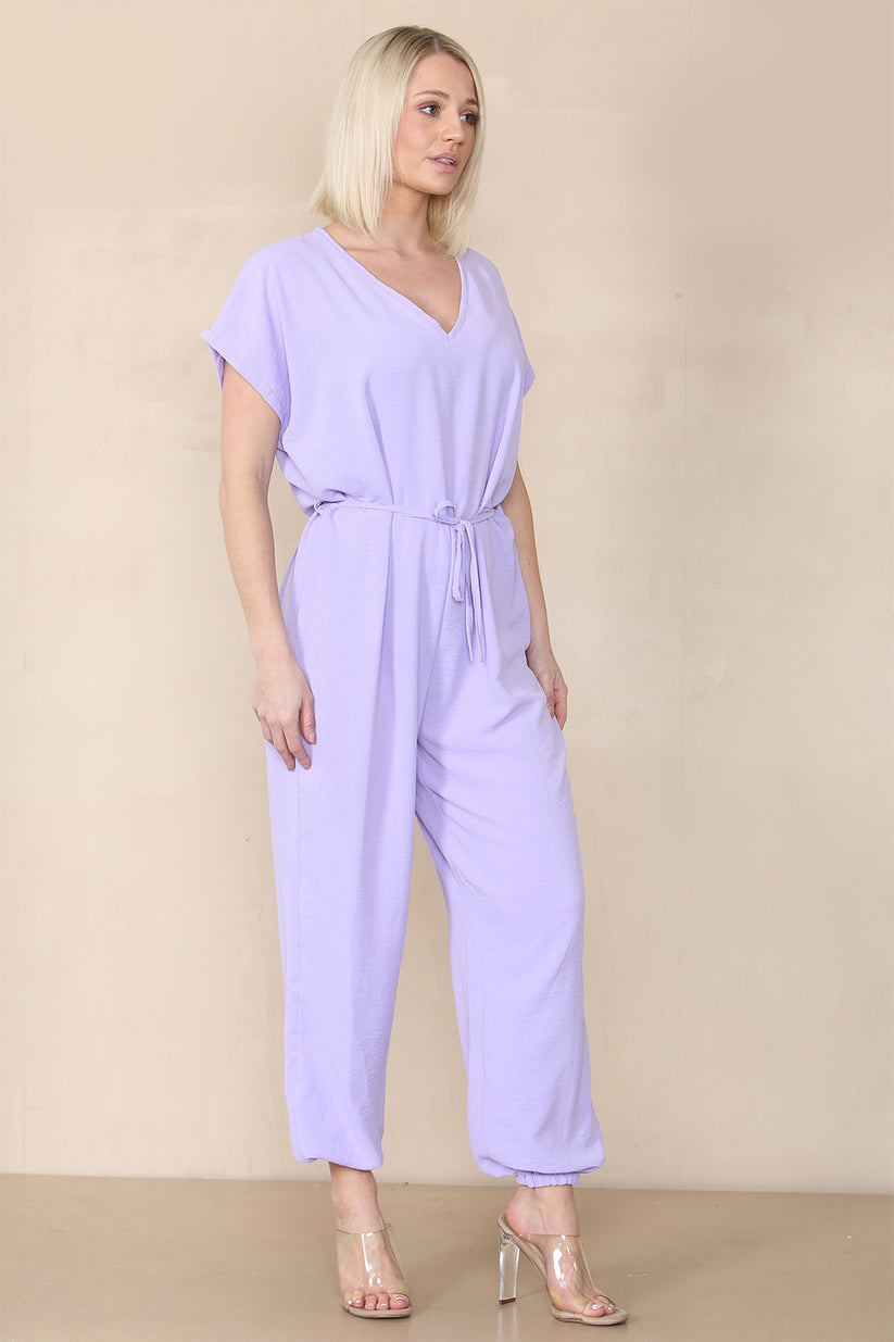 Ladies Tie Waist Harem Jumpsuit - Stylish Relaxed Fit