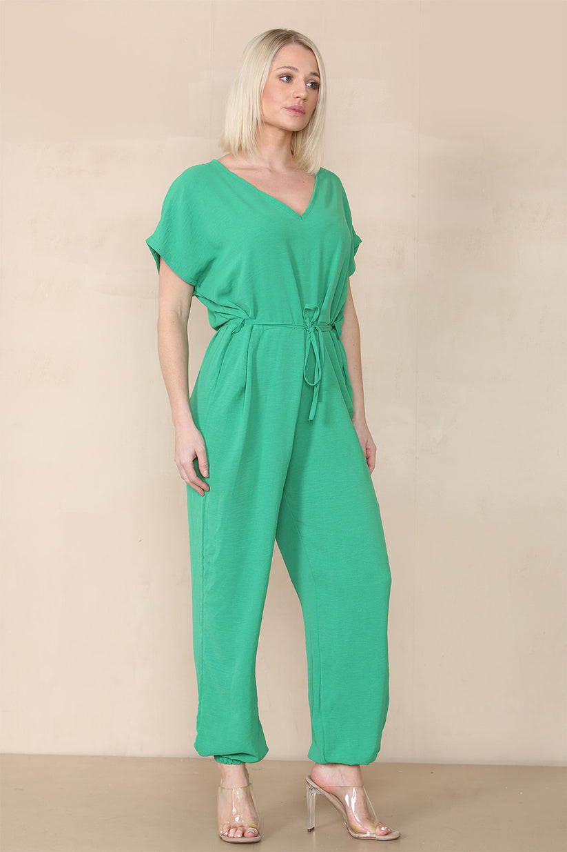 Ladies Tie Waist Harem Jumpsuit - Stylish Relaxed Fit