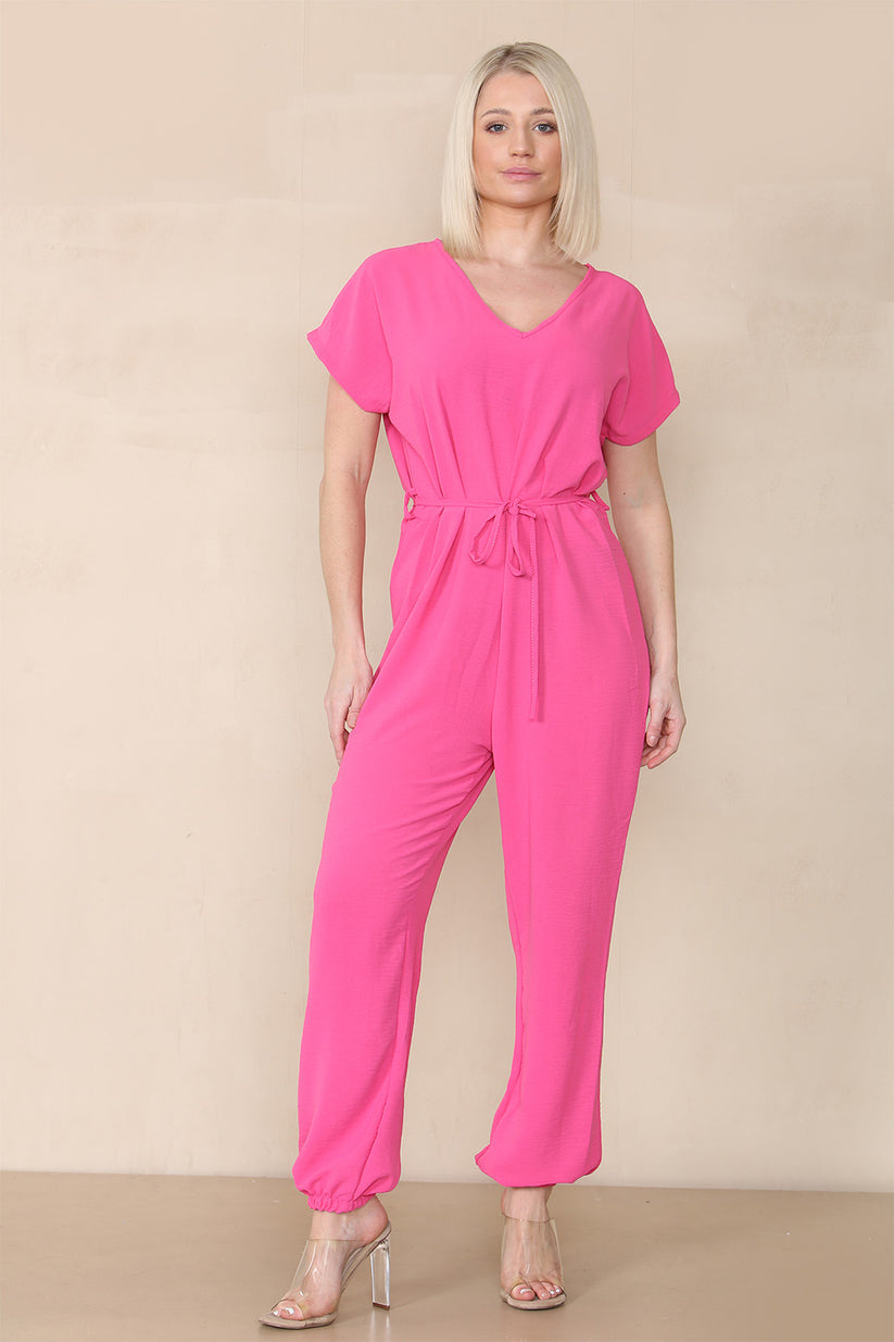 Ladies Tie Waist Harem Jumpsuit - Stylish Relaxed Fit