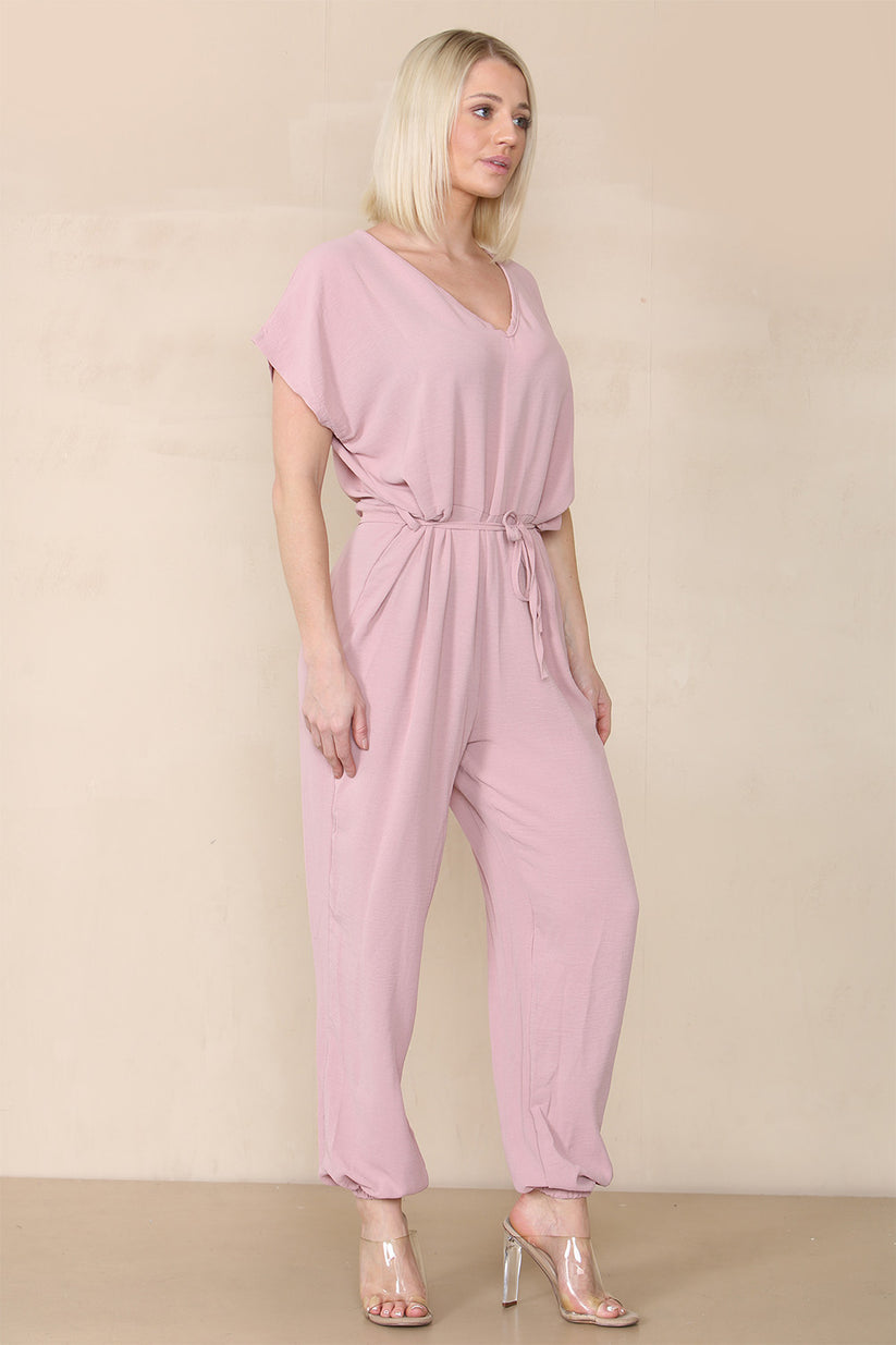 Ladies Tie Waist Harem Jumpsuit - Stylish Relaxed Fit