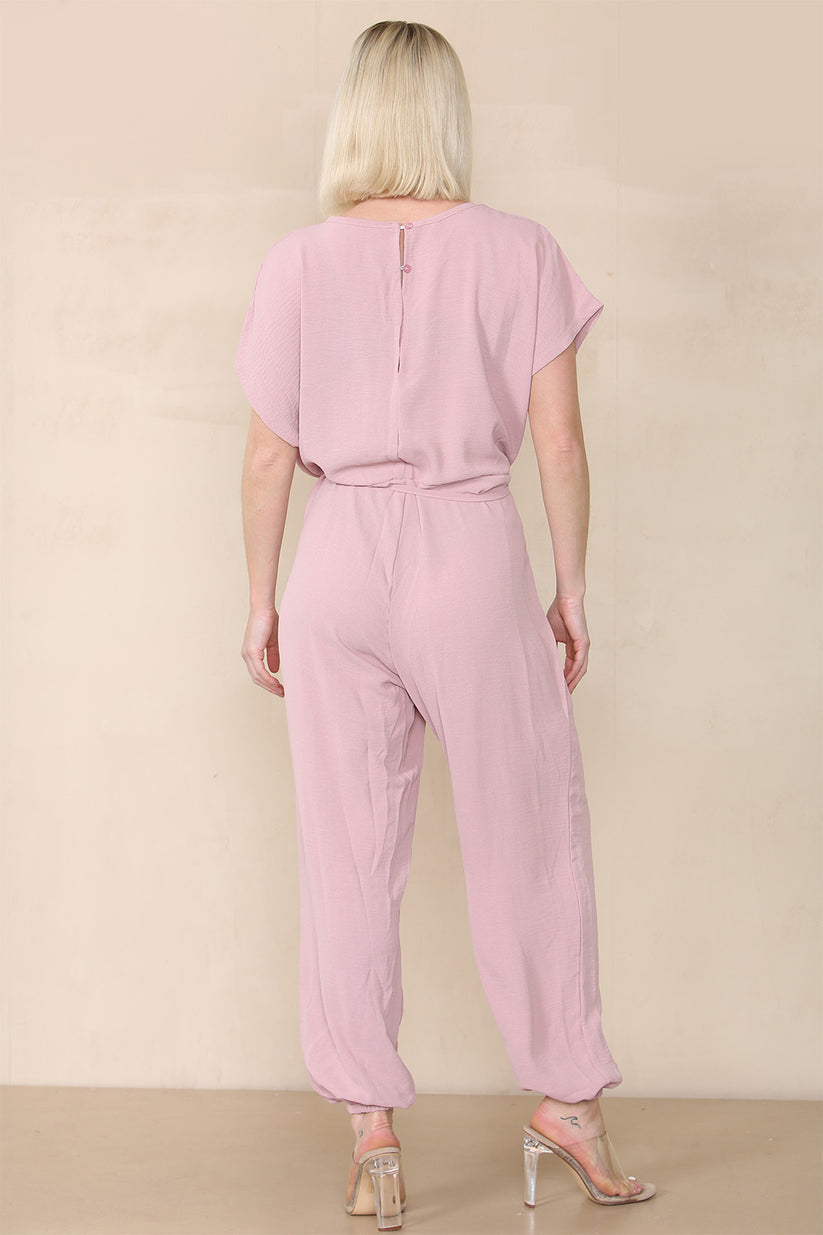 Ladies Tie Waist Harem Jumpsuit - Stylish Relaxed Fit