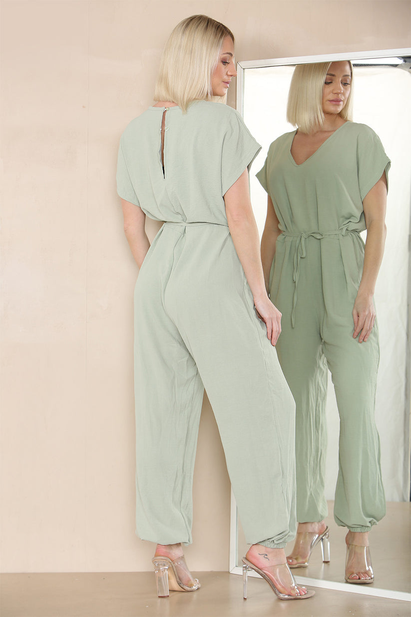 Ladies Tie Waist Harem Jumpsuit - Stylish Relaxed Fit