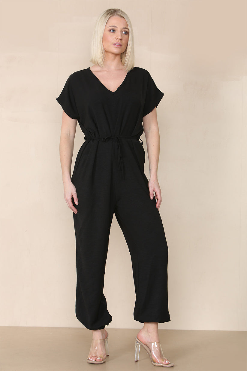 Ladies Tie Waist Harem Jumpsuit - Stylish Relaxed Fit