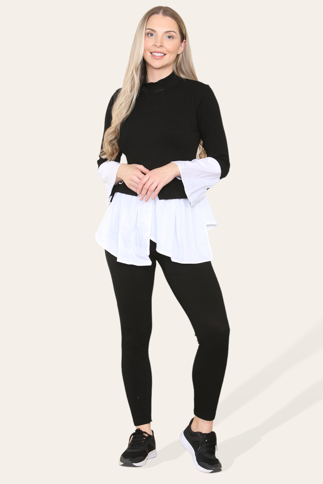 Ladies Ribbed Flared Shirt & Leggings Co-Ord Set - Loungewear Two Piece