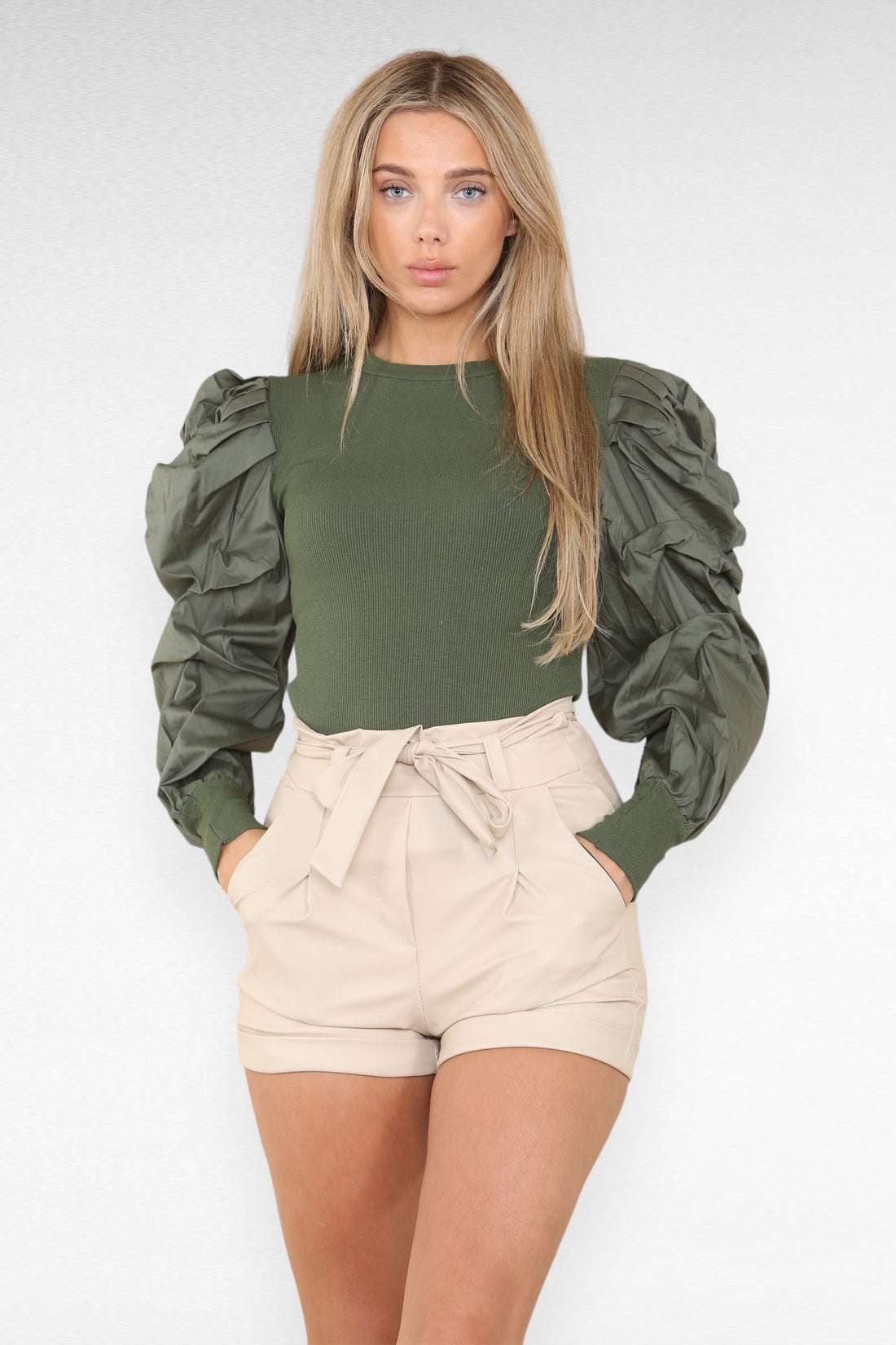 Ladies Faux Leather Belted Wet Look Shorts - PU Strap Detail