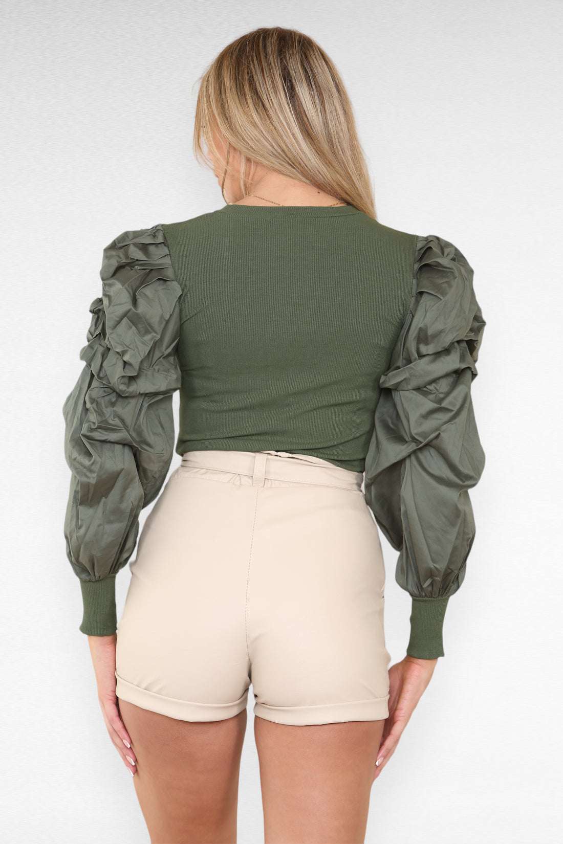 Ladies Faux Leather Belted Wet Look Shorts - PU Strap Detail