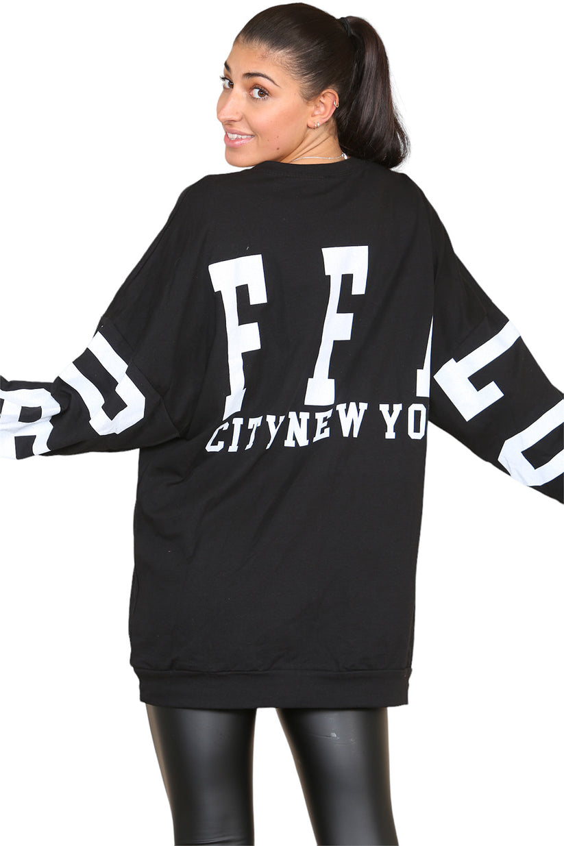 Ladies Buffalo Slogan Oversized Jumper Dress - Statement Print