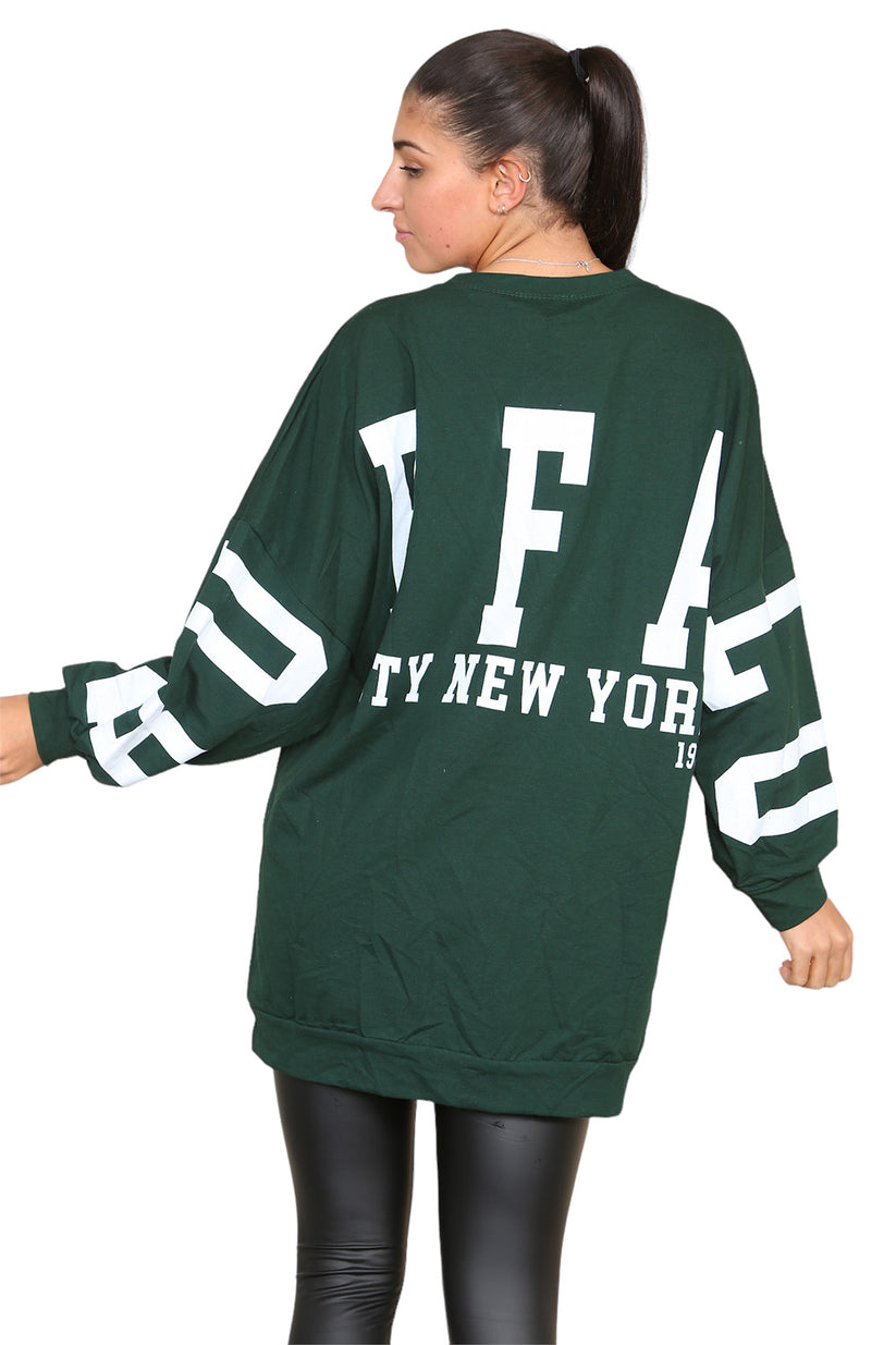 Ladies Buffalo Slogan Oversized Jumper Dress - Statement Print