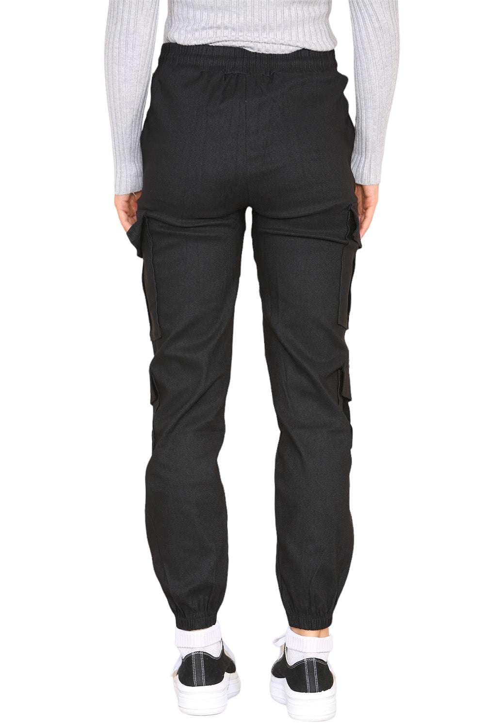 Ladies High Waist Cargo Trousers - Cropped Slim Fit with Pockets