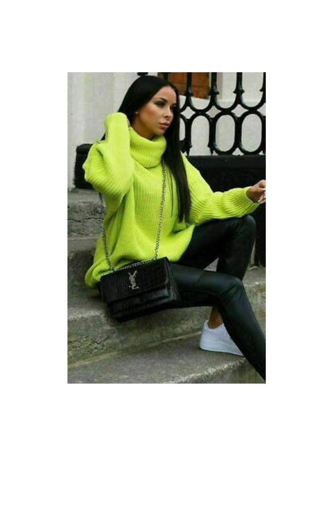Ladies Polo Knitted Fluorescent Jumper - Bright & Stylish