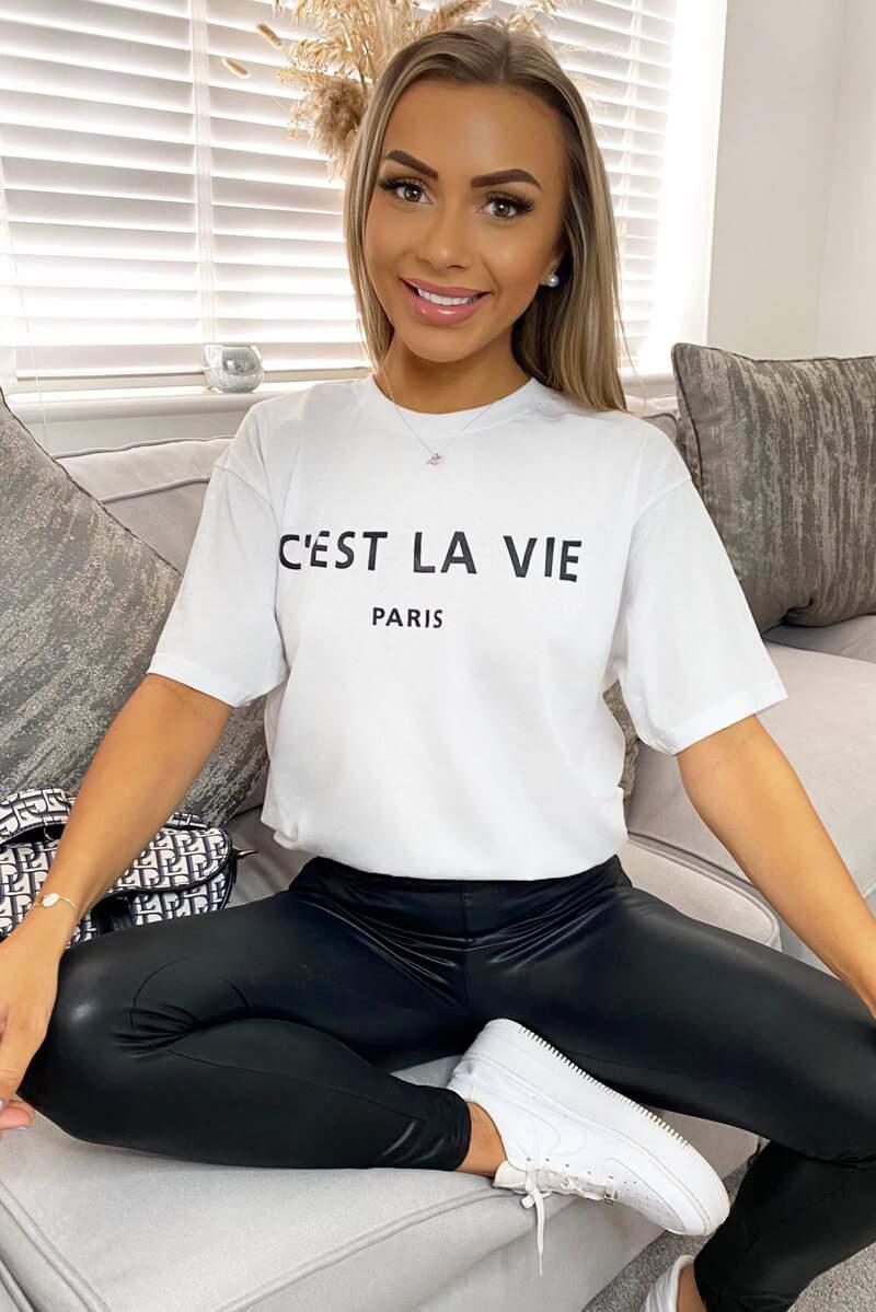 Ladies Oversized 'C'est La Vie' Paris T-Shirt - Retro Graphic Tee