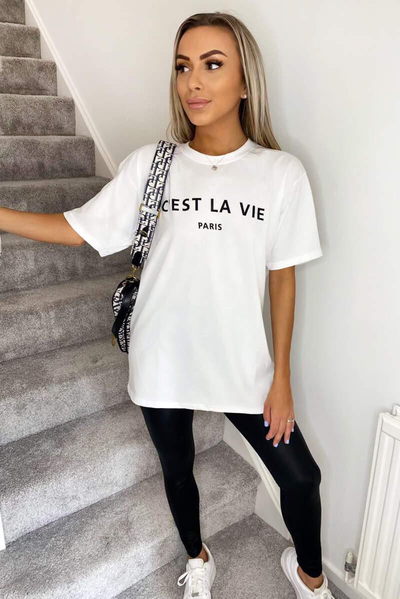 Ladies Oversized 'C'est La Vie' Paris T-Shirt - Retro Graphic Tee