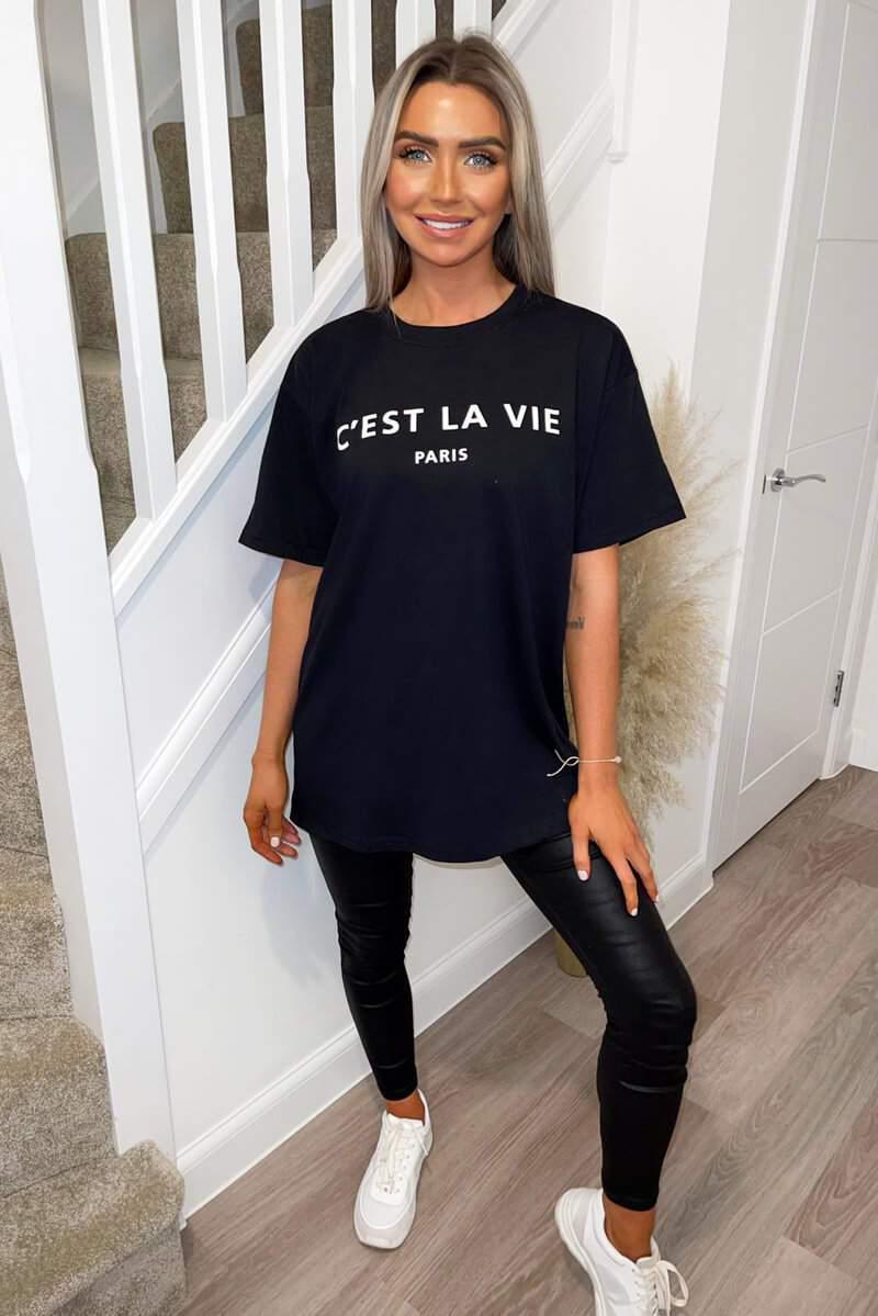Ladies Oversized 'C'est La Vie' Paris T-Shirt - Retro Graphic Tee