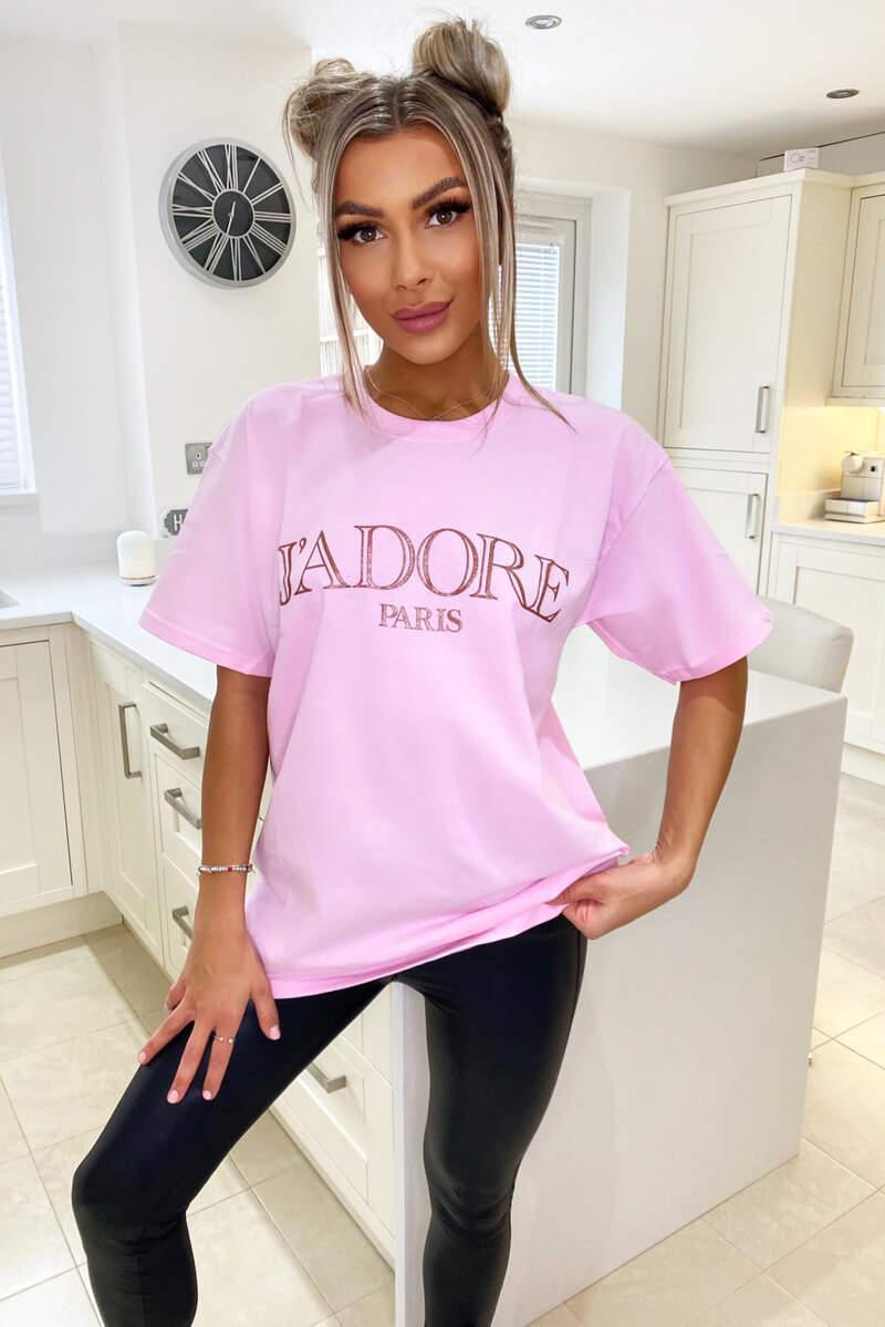 Ladies Oversized 'J'Adore Paris' Short Sleeve T-Shirt Top