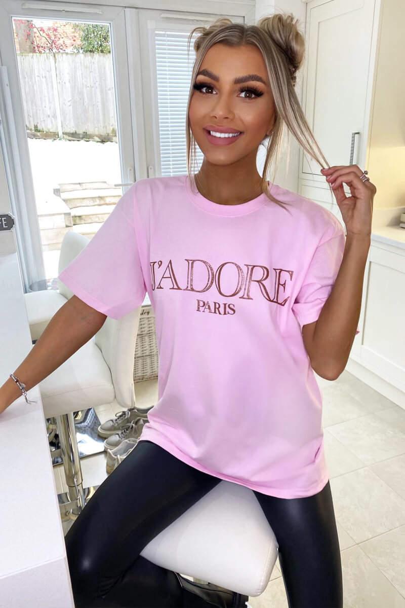 Ladies Oversized 'J'Adore Paris' Short Sleeve T-Shirt Top