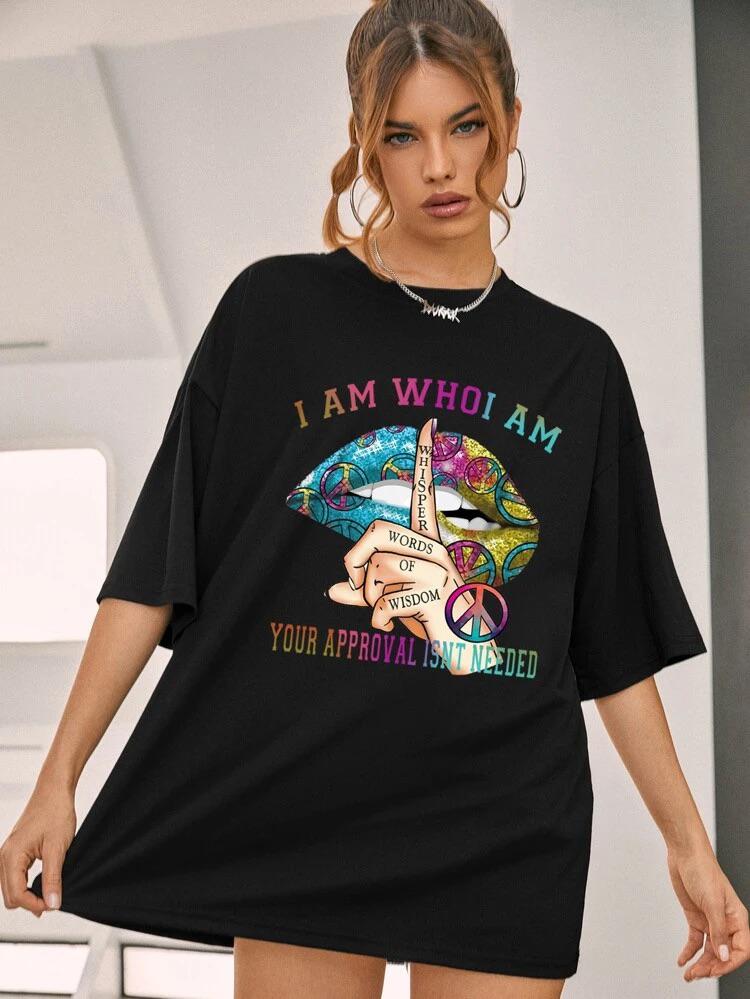 Ladies Oversized 'Whisper Words of Wisdom' Short Sleeve T-Shirt