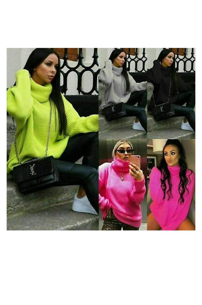 Ladies Polo Knitted Fluorescent Jumper - Bright & Stylish