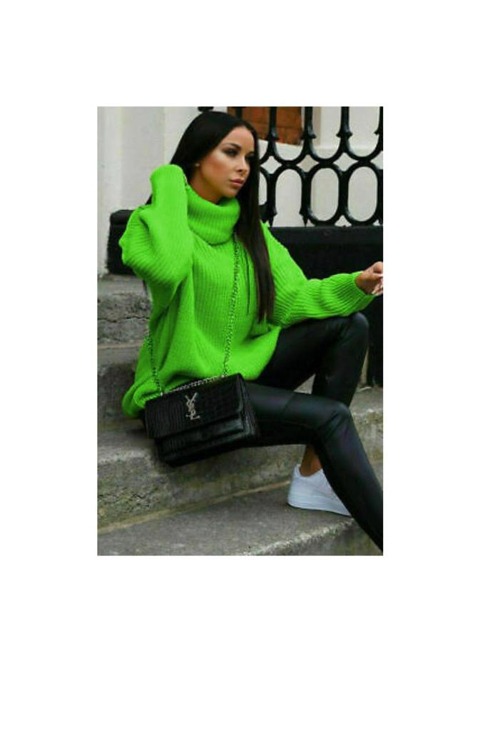 Ladies Polo Knitted Fluorescent Jumper - Bright & Stylish