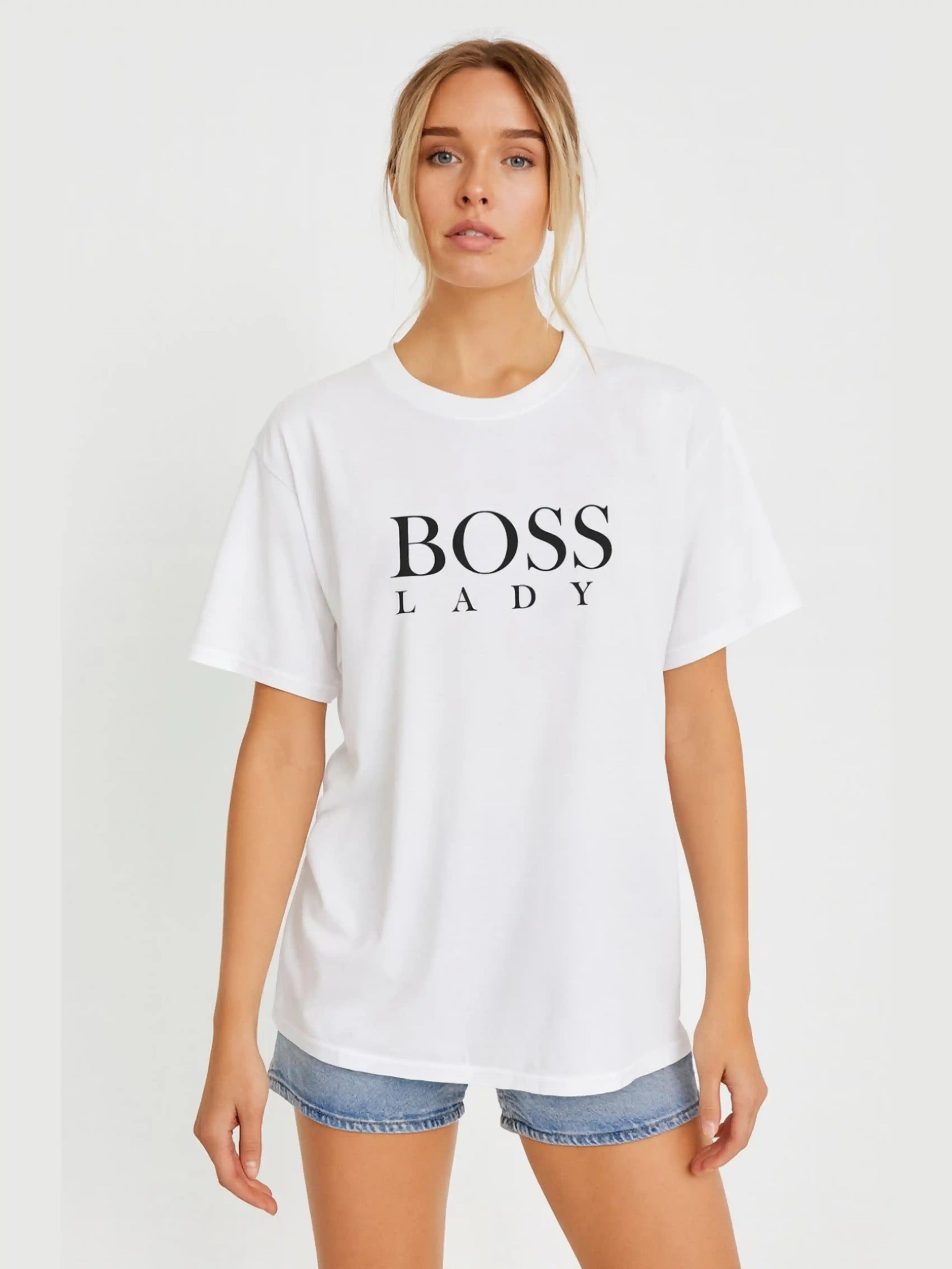 Ladies Oversized 'Boss Lady' T-Shirt - Cotton Slogan Tee