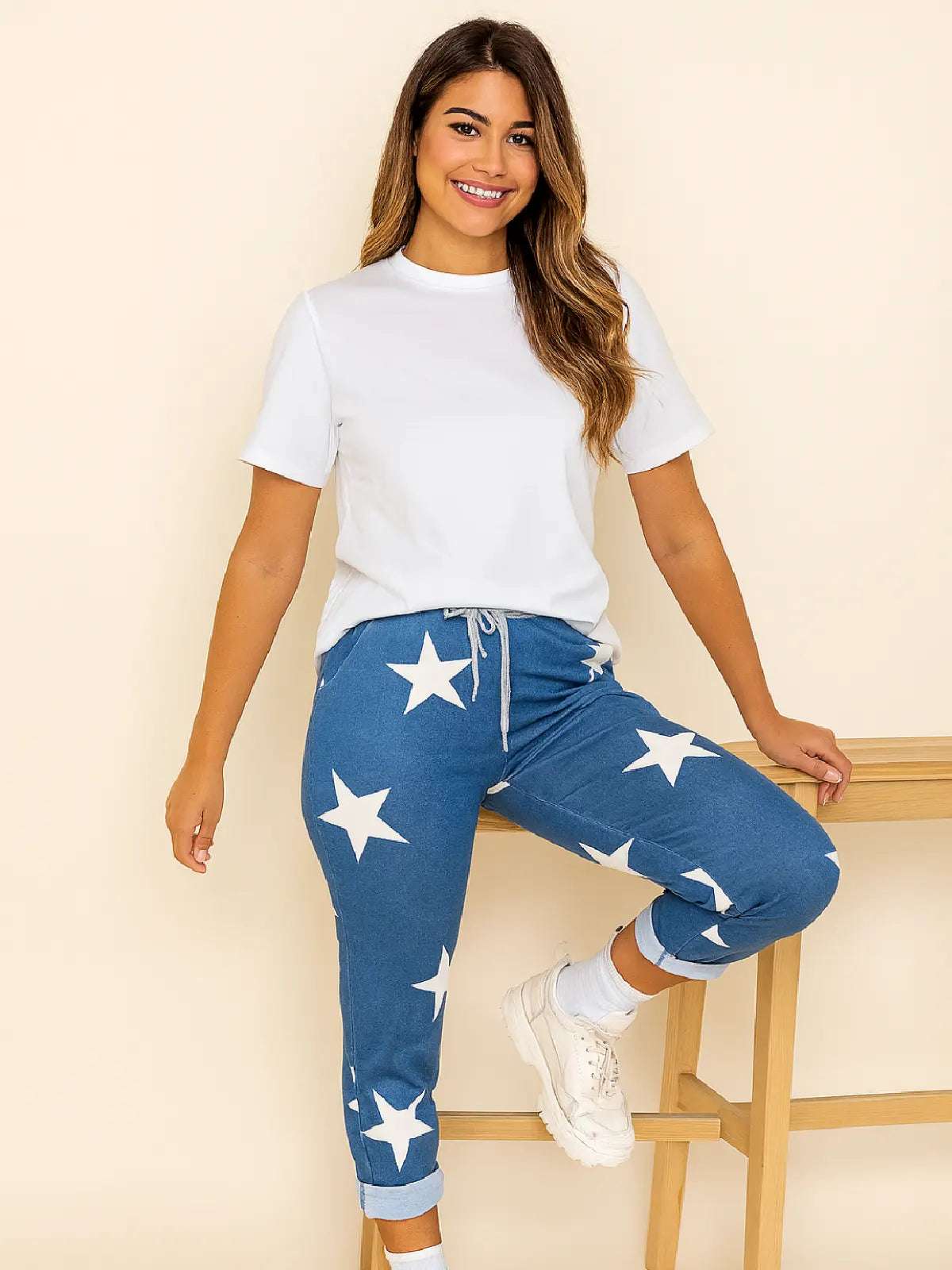 Ladies Italian Star Print Joggers - Relaxed Fit Lounge Pants