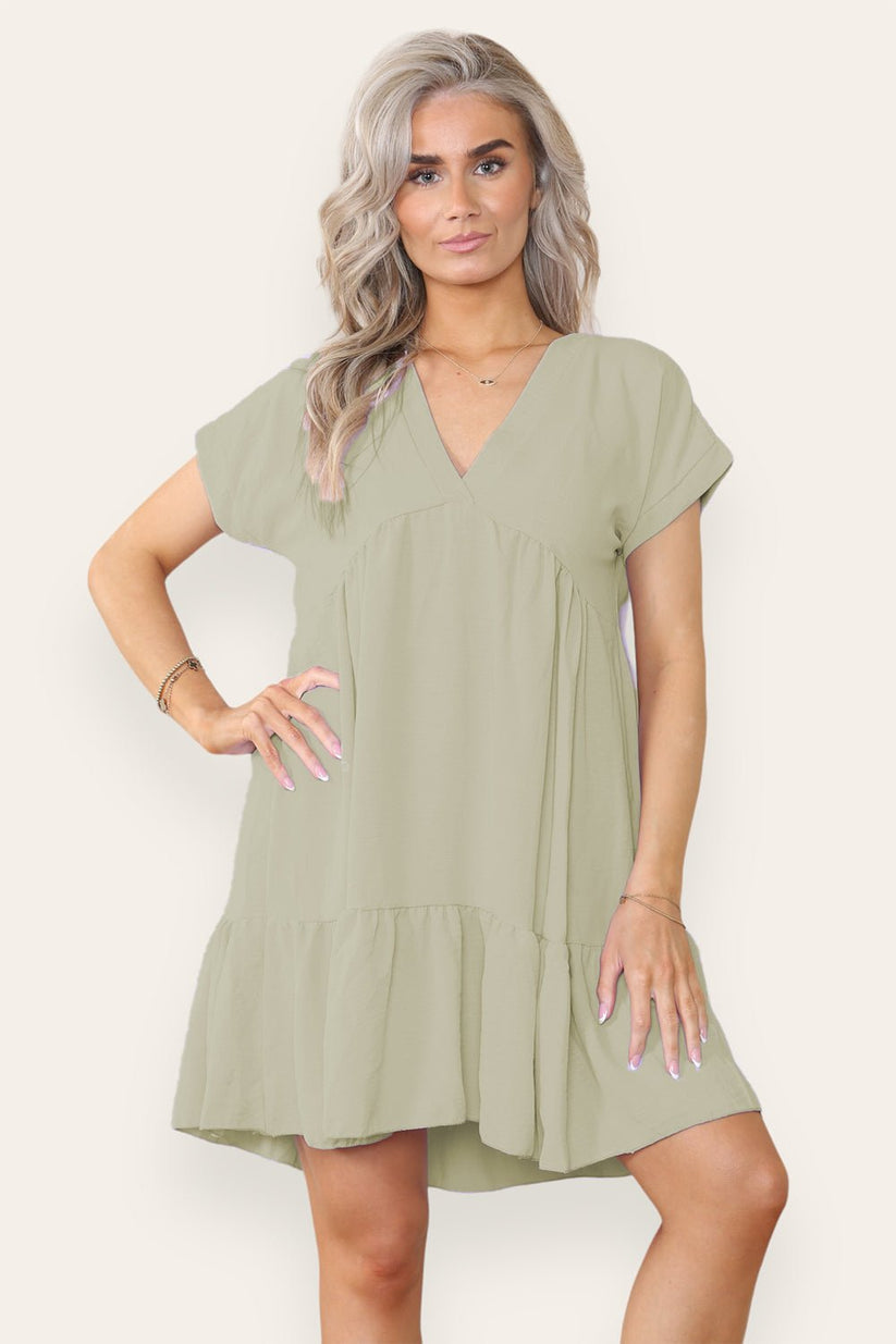 Ladies Tiered Smock Dress - Relaxed Fit Midi Dress