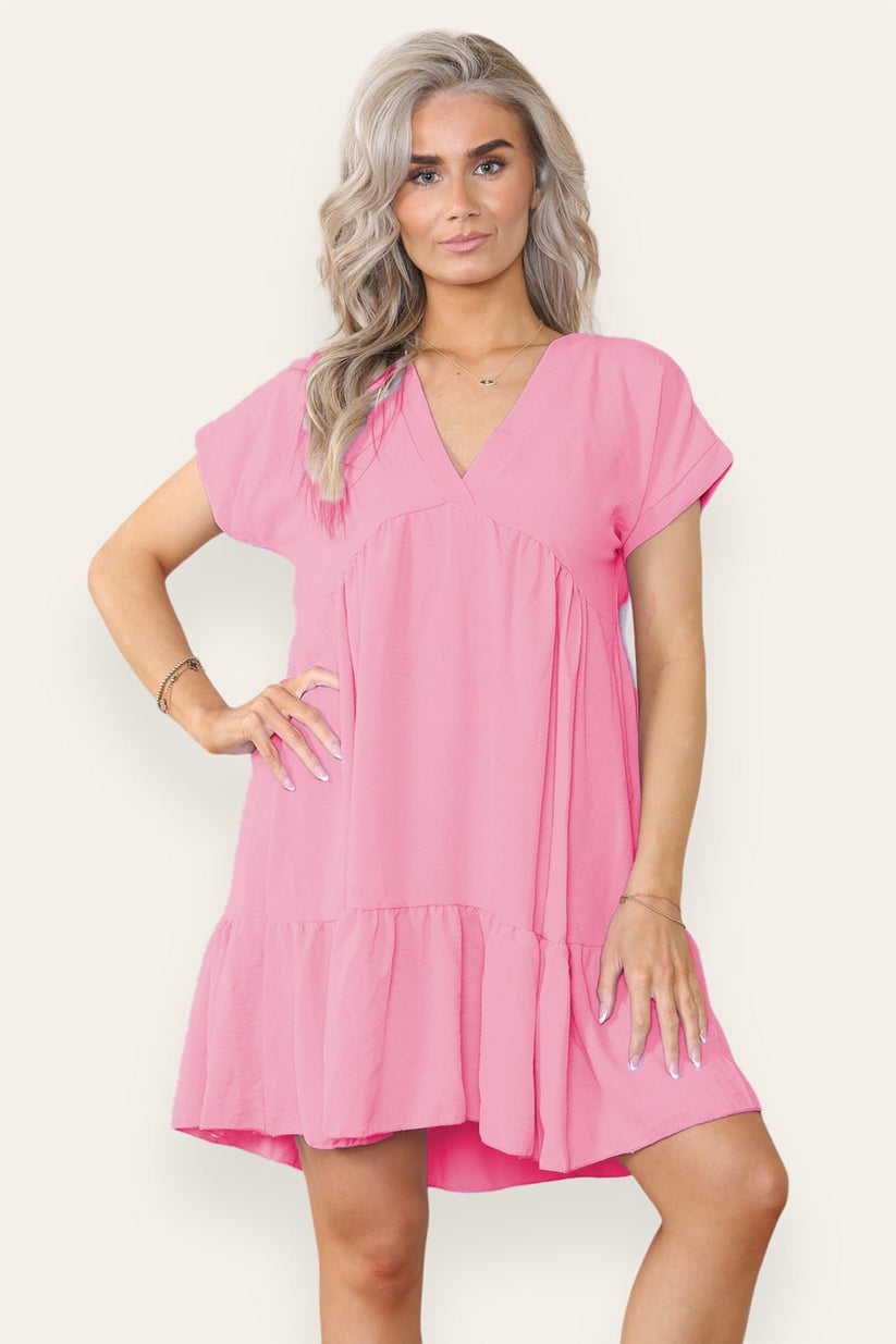 Ladies Tiered Smock Dress - Relaxed Fit Midi Dress