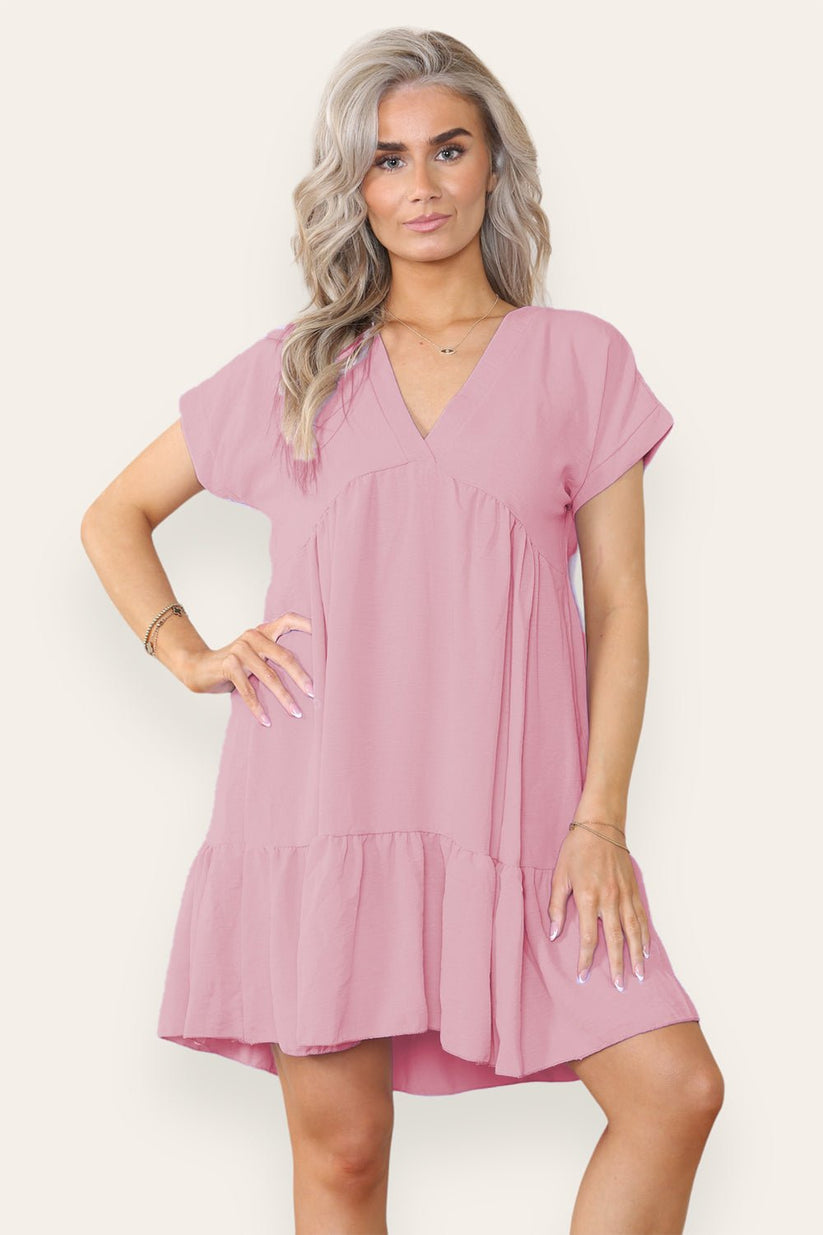 Ladies Tiered Smock Dress - Relaxed Fit Midi Dress