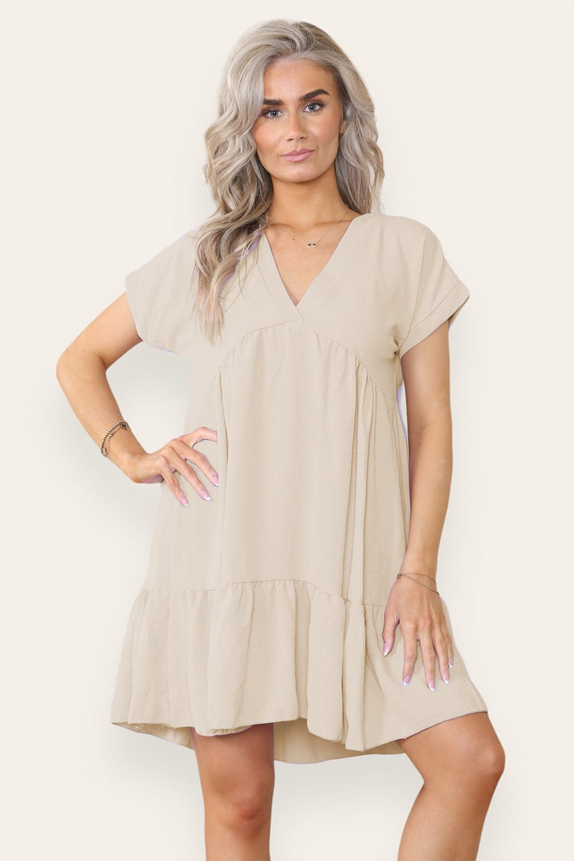 Ladies Tiered Smock Dress - Relaxed Fit Midi Dress
