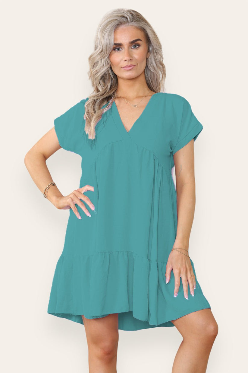 Ladies Tiered Smock Dress - Relaxed Fit Midi Dress